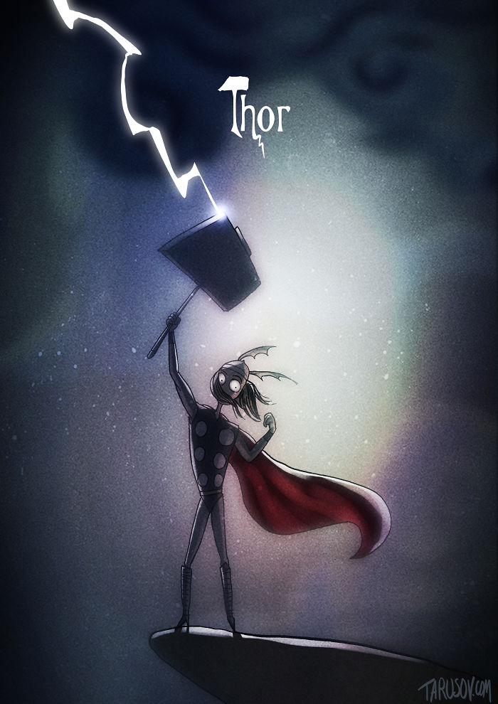 Superheroes In Tim Burton's Style