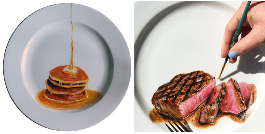 Painting Art And Using A Plate As A Canvas Painting Art And Using A Plate As A Canvas