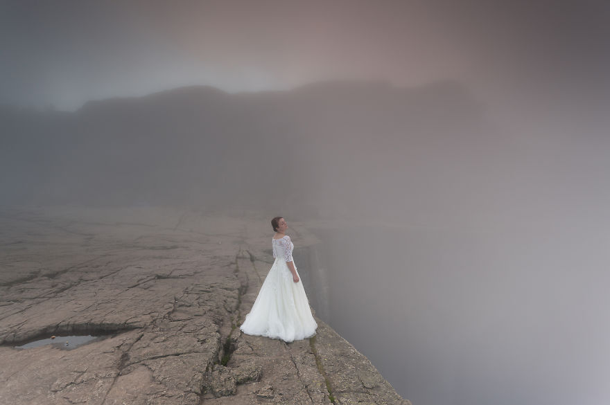 I Photographed My Wife In Her Wedding Dress During Our 45-Day Trip In The Most Beautiful Places In Norway