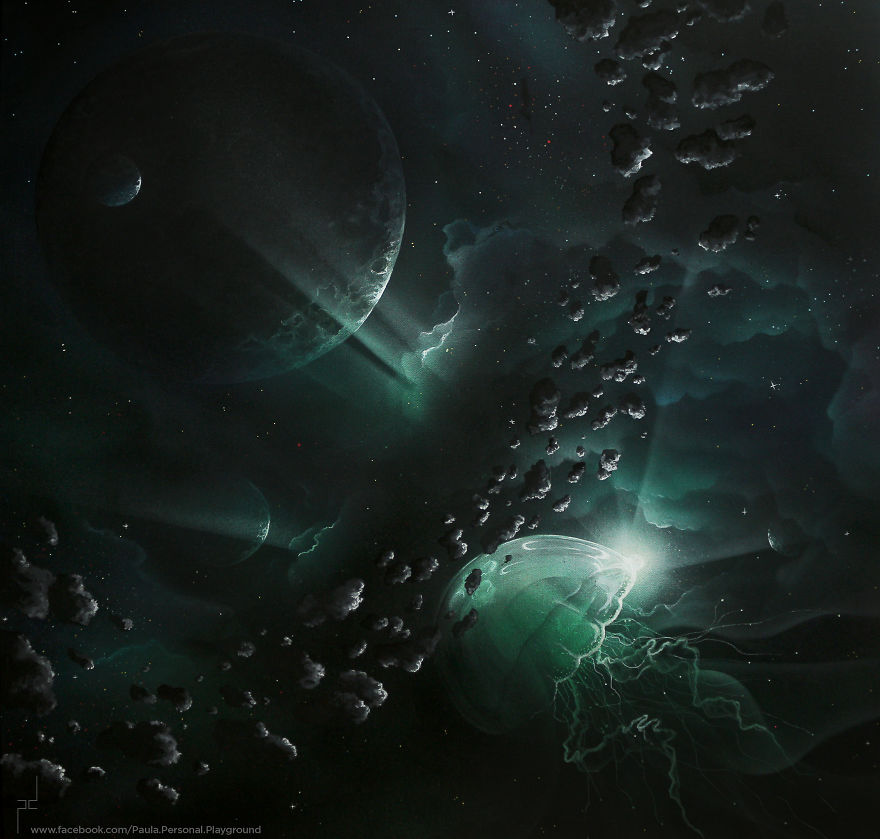 I Use Watercolor And Spray Paint To Create Surreal Landscapes