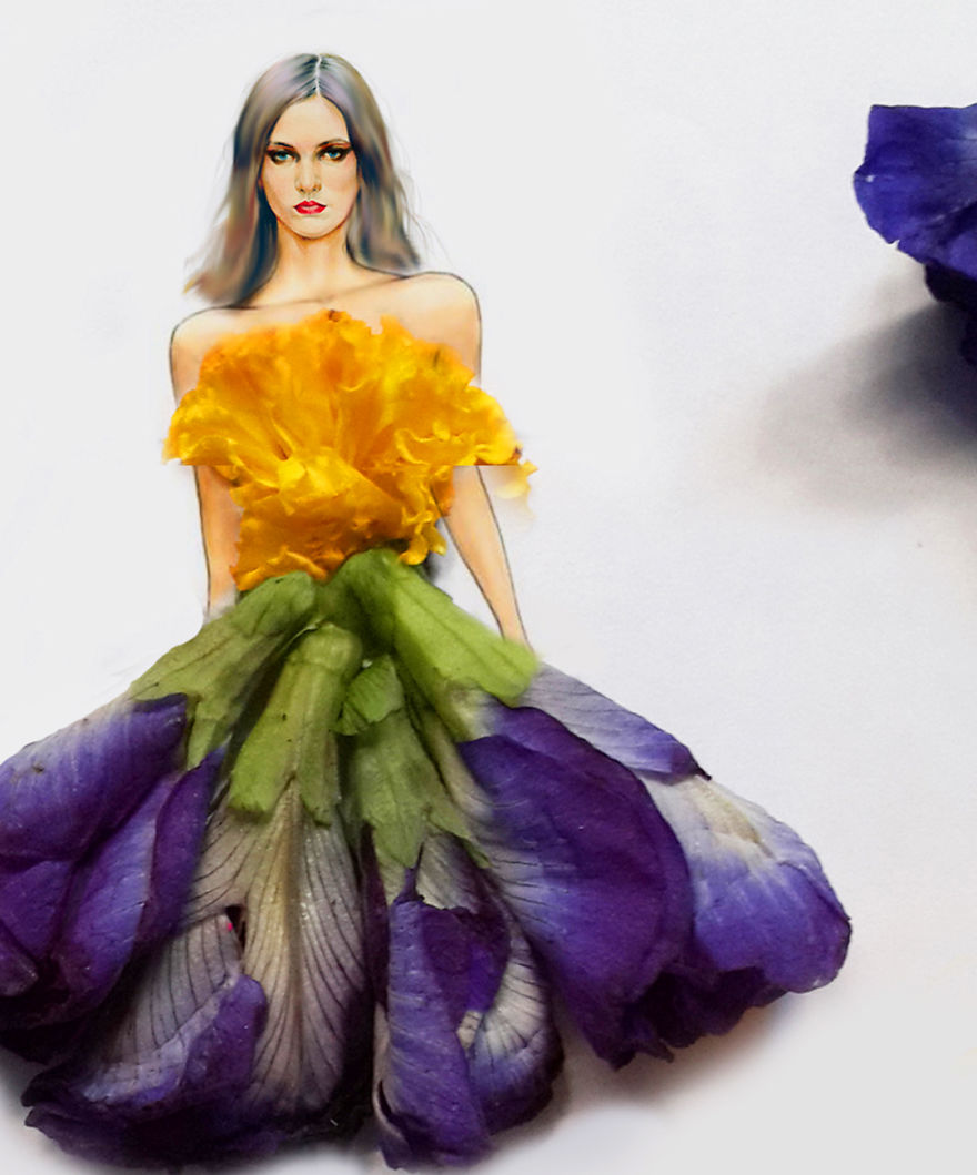 I Create Stunning Couture Gowns And Dresses By Adding Flowers To My Drawings