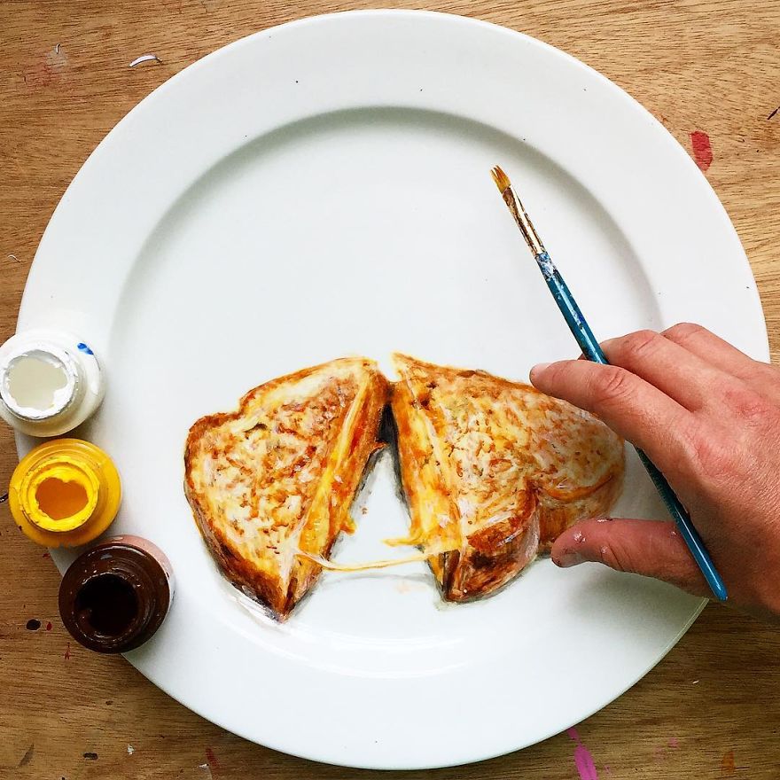 Painting Art And Using A Plate As A Canvas Painting Art And Using A Plate As A Canvas