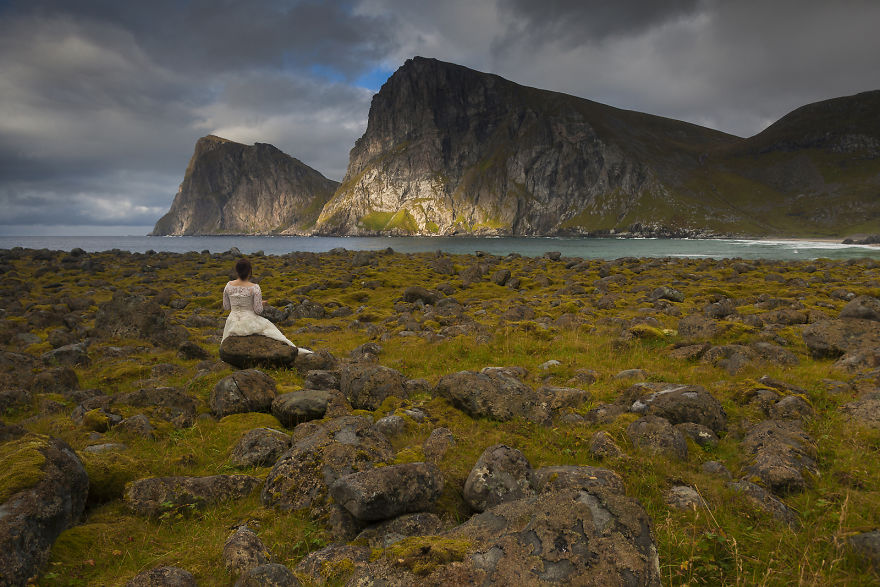 I Photographed My Wife In Her Wedding Dress During Our 45-Day Trip In The Most Beautiful Places In Norway