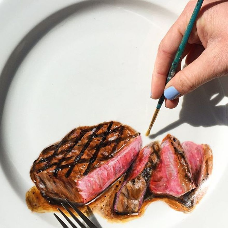 Painting Art And Using A Plate As A Canvas Painting Art And Using A Plate As A Canvas