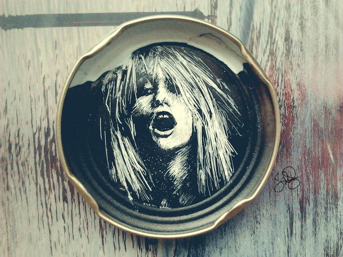 One Less Cap In The Trash! My China Ink Portraits On Bottle Caps