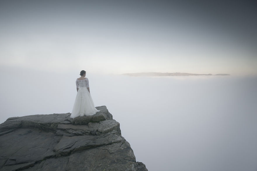 I Photographed My Wife In Her Wedding Dress During Our 45-Day Trip In The Most Beautiful Places In Norway