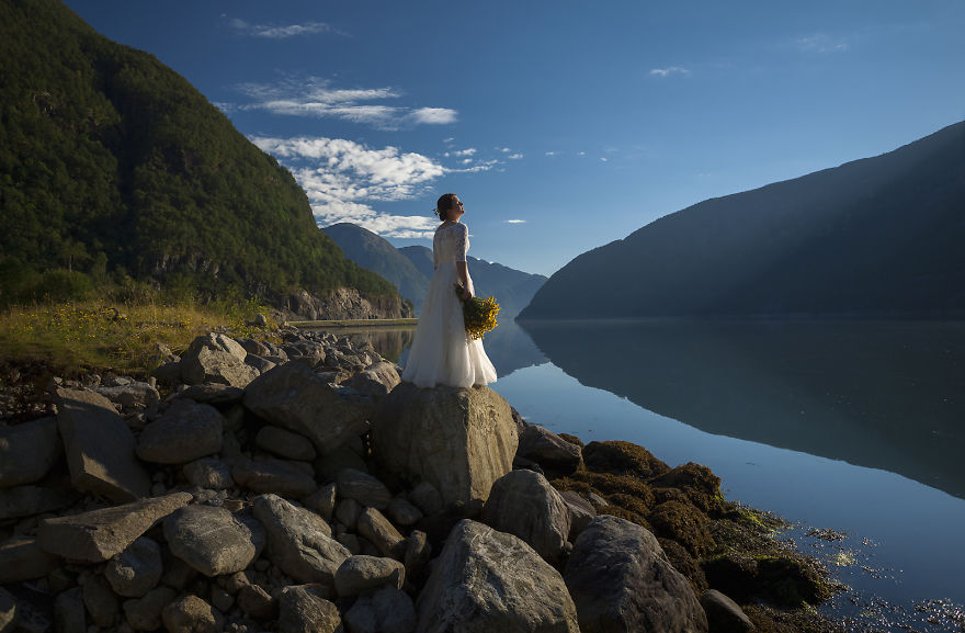 I Photographed My Wife In Her Wedding Dress During Our 45-Day Trip In The Most Beautiful Places In Norway