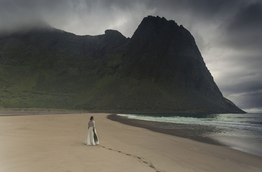 I Photographed My Wife In Her Wedding Dress During Our 45-Day Trip In The Most Beautiful Places In Norway