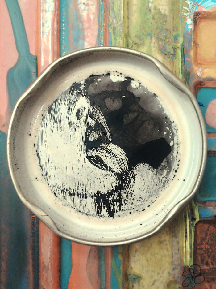 One Less Cap In The Trash! My China Ink Portraits On Bottle Caps