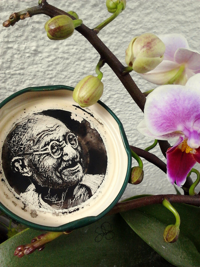 One Less Cap In The Trash! My China Ink Portraits On Bottle Caps