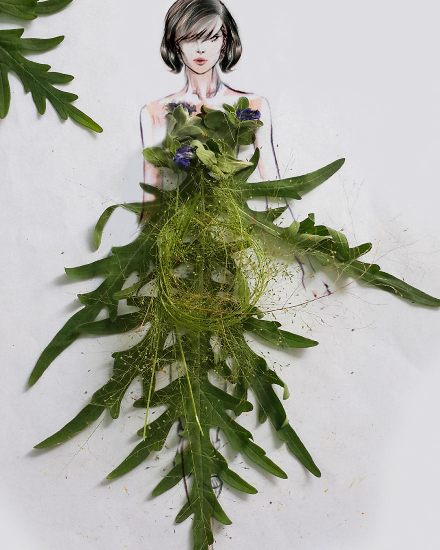 I Create Stunning Couture Gowns And Dresses By Adding Flowers To My Drawings