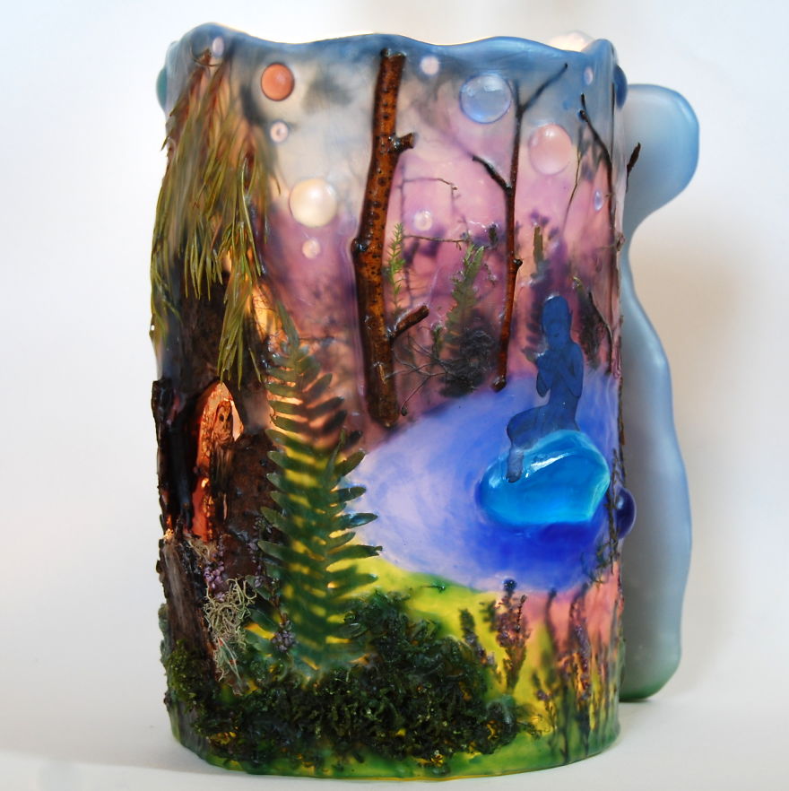 I Made Paraffin Lamp "Faun On A Blue Stone"