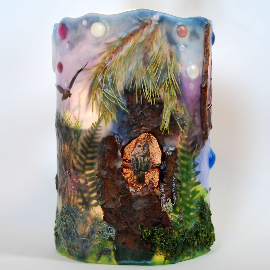 I Made Paraffin Lamp "Faun On A Blue Stone"