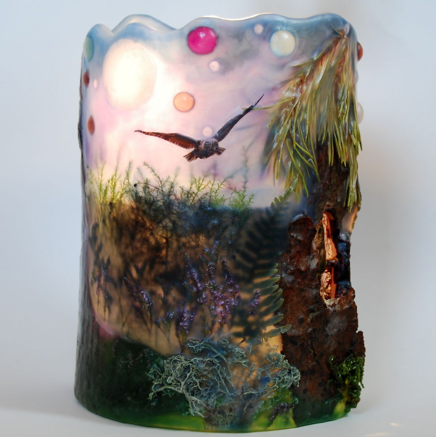 I Made Paraffin Lamp "Faun On A Blue Stone"