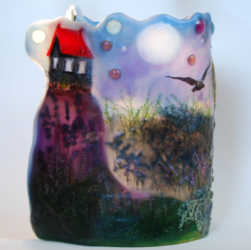 I Made Paraffin Lamp "Faun On A Blue Stone"