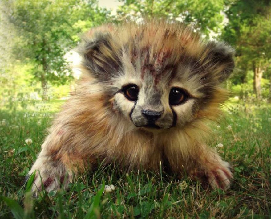 Life Size Poseable Golden Cheetah Cub