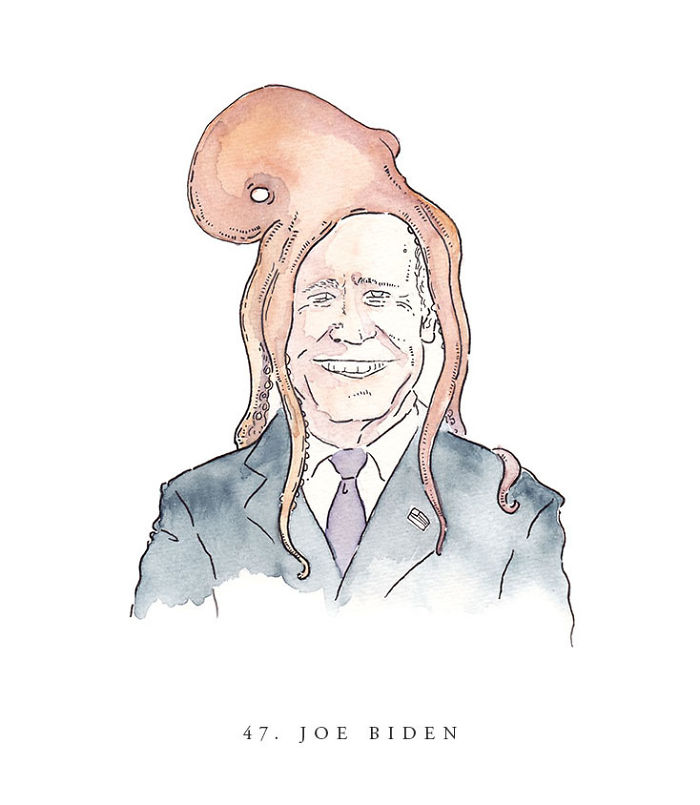 I Drew Portraits Of Every U.S. Vice President With An Octopus On His Head I Drew Portraits Of Every U.S. Vice President With An Octopus On His Head