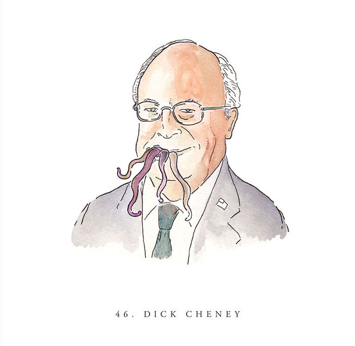 I Drew Portraits Of Every U.S. Vice President With An Octopus On His Head I Drew Portraits Of Every U.S. Vice President With An Octopus On His Head