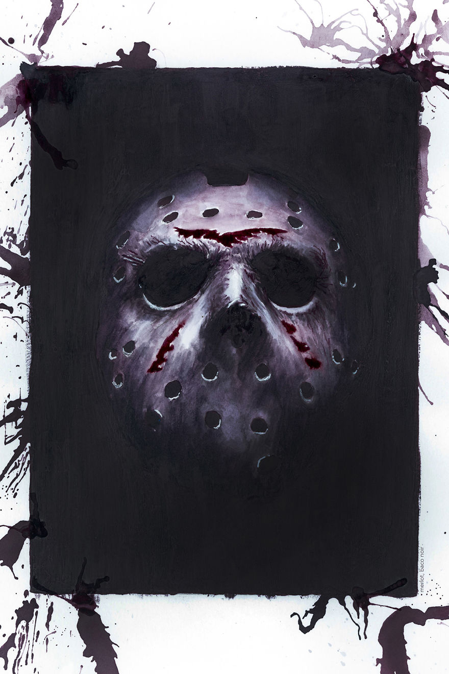 I Used Wine To Paint These Slasher Film Tributes I Used Wine To Paint These Slasher Film Tributes