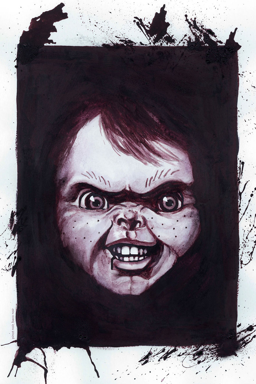 I Used Wine To Paint These Slasher Film Tributes I Used Wine To Paint These Slasher Film Tributes