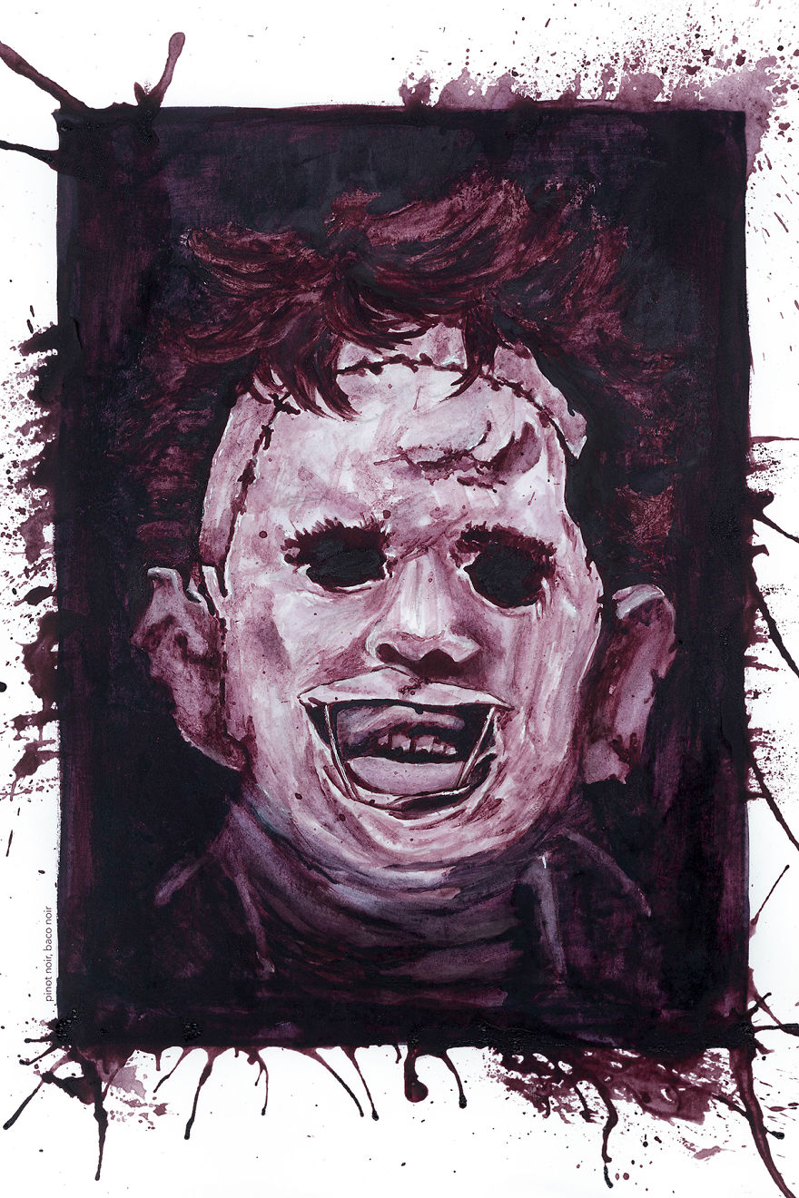 I Used Wine To Paint These Slasher Film Tributes I Used Wine To Paint These Slasher Film Tributes