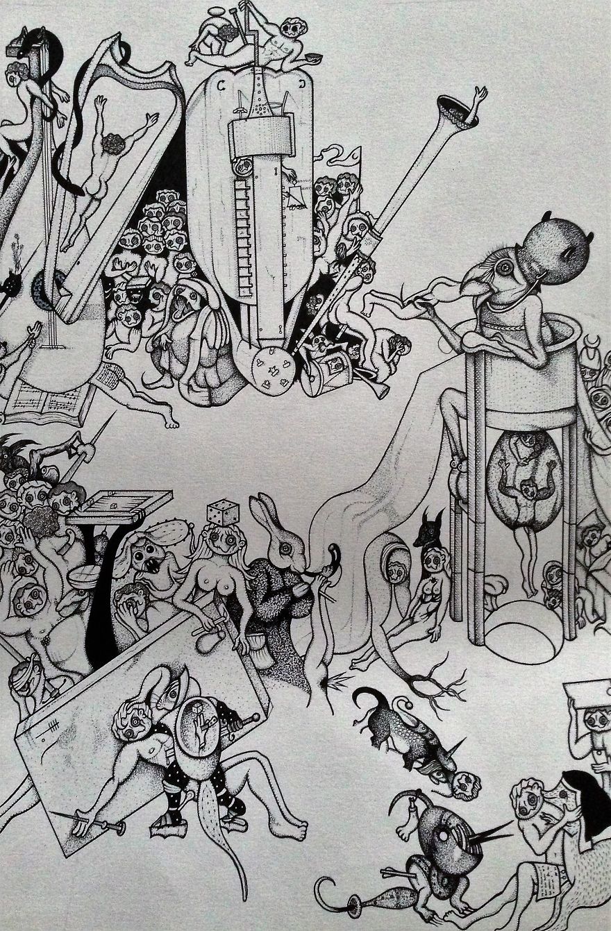 I Created My Own Version Of The Garden Of Earthly Delights Using Collage Technique