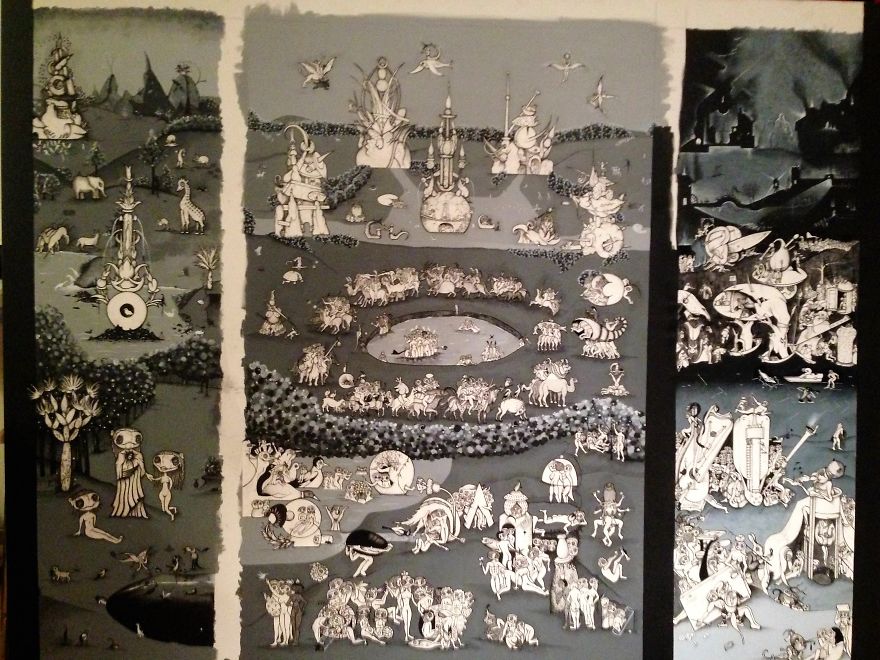 I Created My Own Version Of The Garden Of Earthly Delights Using Collage Technique