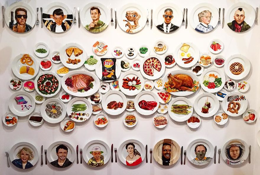 Painting Art And Using A Plate As A Canvas Painting Art And Using A Plate As A Canvas