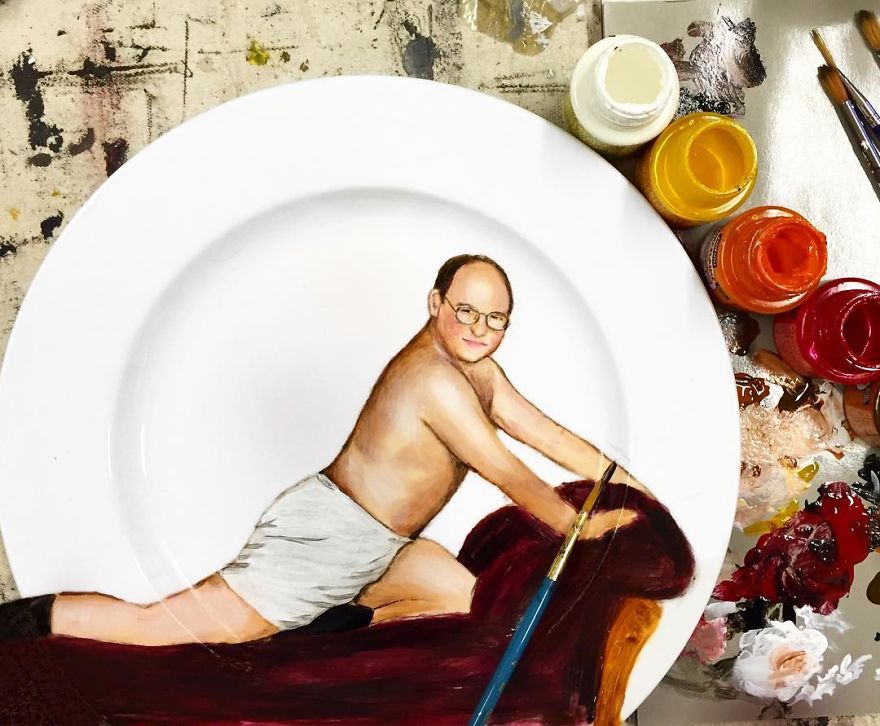 Painting Art And Using A Plate As A Canvas Painting Art And Using A Plate As A Canvas