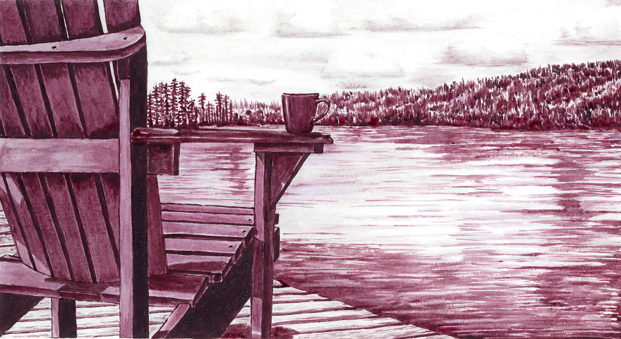 Morning By The Lake. Wine: Pinot Noir, Cabernet Sauvignon