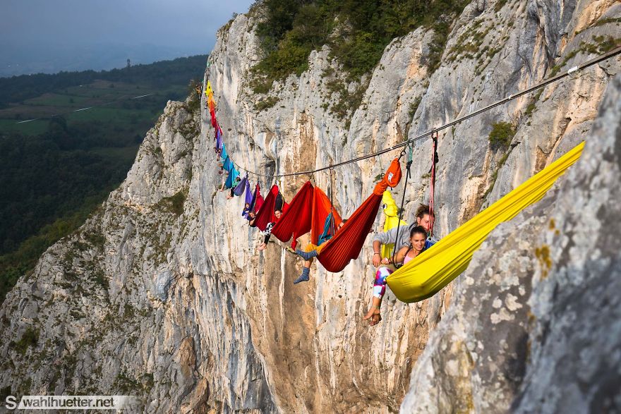 We Created An 80-Meter-Long Hammock Caravan 200m Above The Canyon We Created An 80-Meter-Long Hammock Caravan 200m Above The Canyon