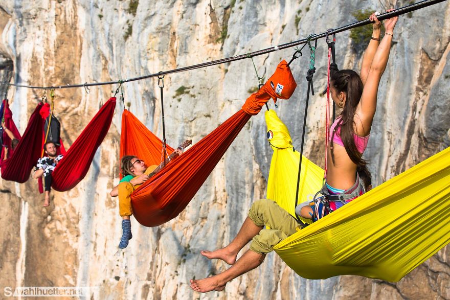We Created An 80-Meter-Long Hammock Caravan 200m Above The Canyon We Created An 80-Meter-Long Hammock Caravan 200m Above The Canyon