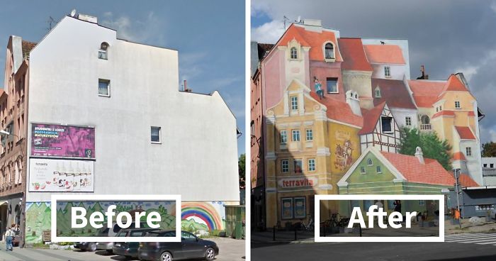 50 Incredible Before & After Street Art Transformations That’ll Make You Say Wow