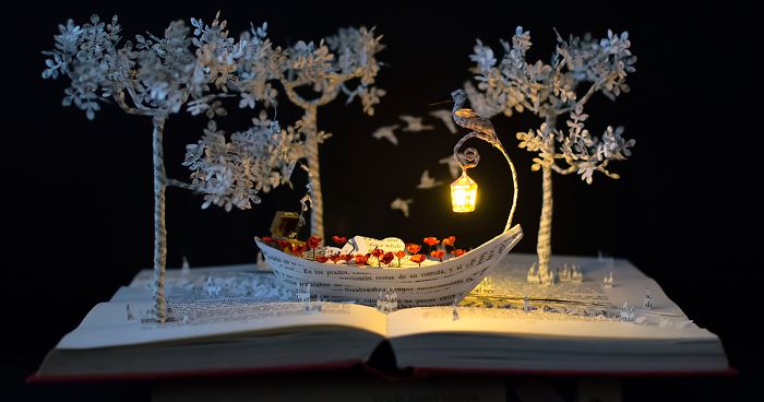 I Upcycle Old Books By Turning Them Into Magical Sculptures