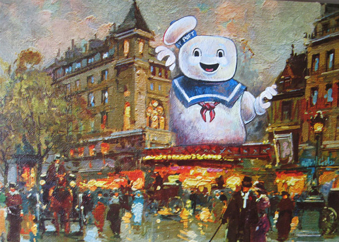 I Add Pop-Culture Characters Into Old Thrift-Store Paintings