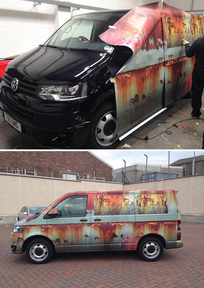 New Car Covered In Rust Camouflage To Protect It From Thieves