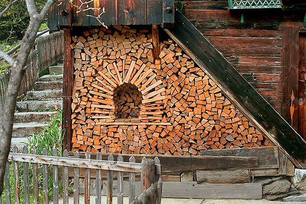 Creative Wood Pile Art