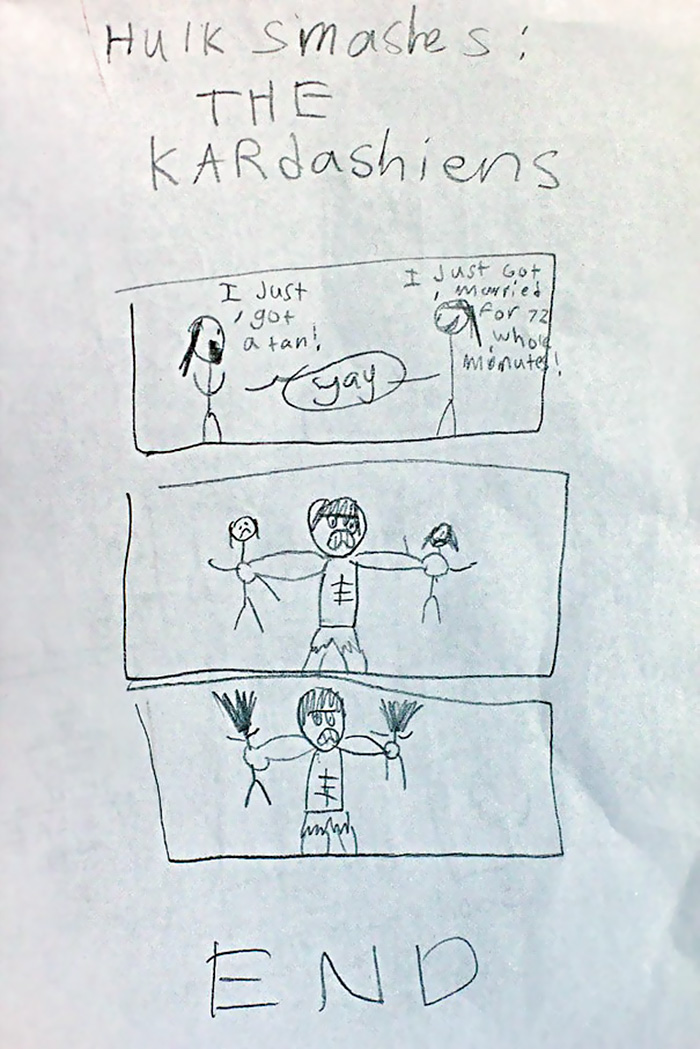 Hulk smash and Kardashians funny drawing 