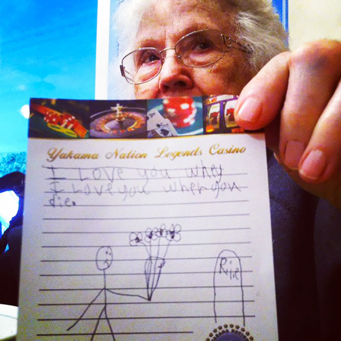 Honest greeting card drawing 