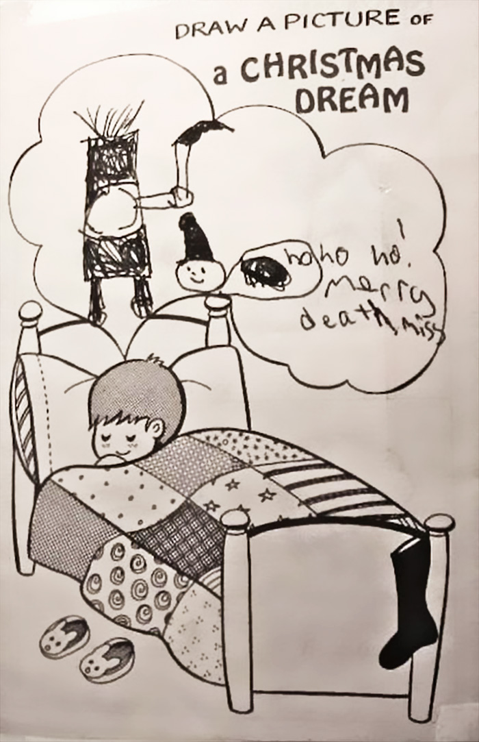 Boy dreaming a scary Christmas's dream 