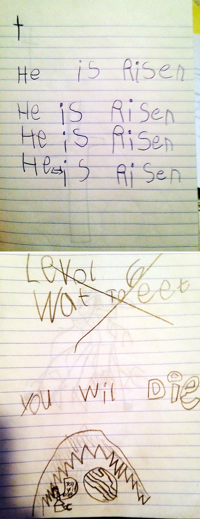 Scary message with drawing 