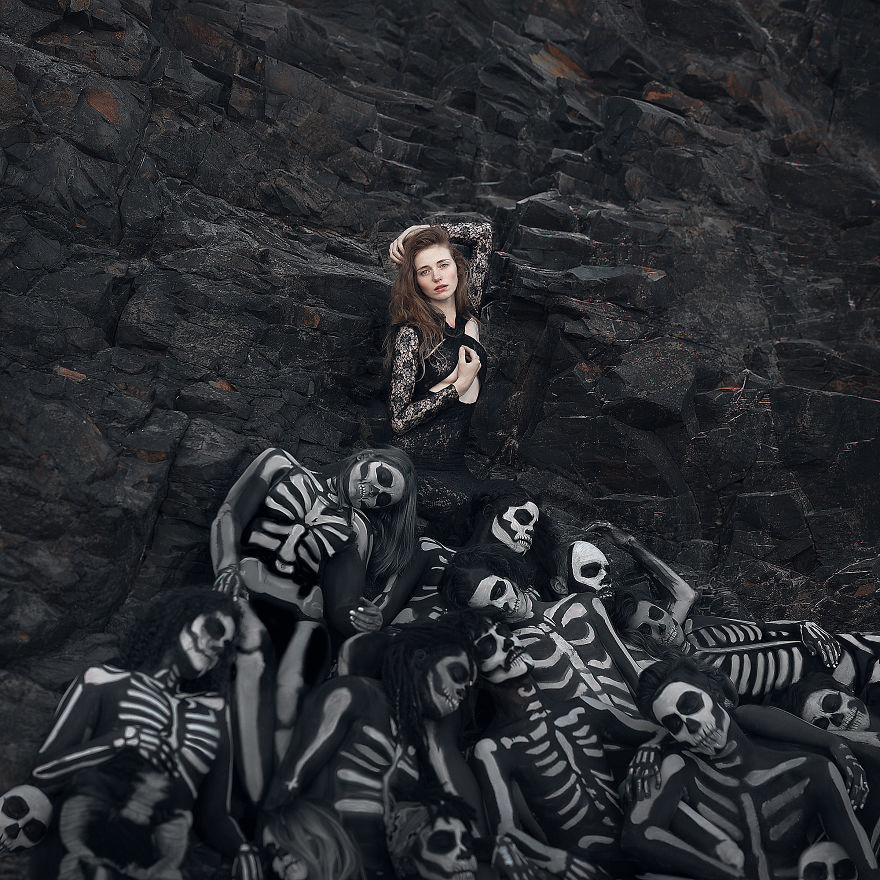 We Painted 20 Models Like Skeletons To Tell A Story Of Love, Just In Time For Halloween