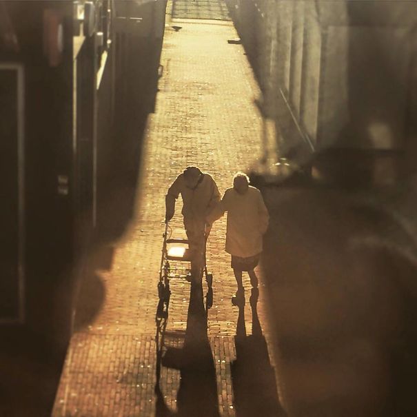 Having Walks At The Sunset