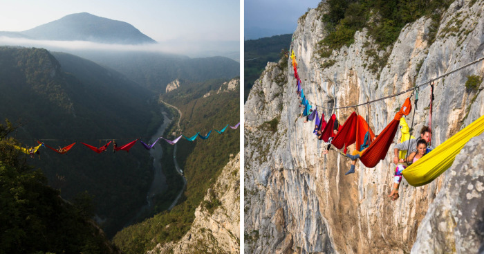 We Created An 80-Meter-Long Hammock Caravan 200m Above The Canyon