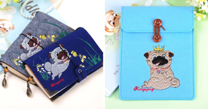 I Design All These Felt Products With Pug Embroidery