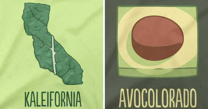 I Created An Illustration Series Of Food Puns Using The United States