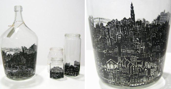 Old Bottles Illustrated With My Favorite Cities