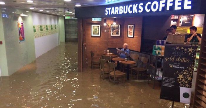 Man Sits In Starbucks Completely Unfazed By Flood, Inspires Hilarious Photoshop Battle (48 Pics)