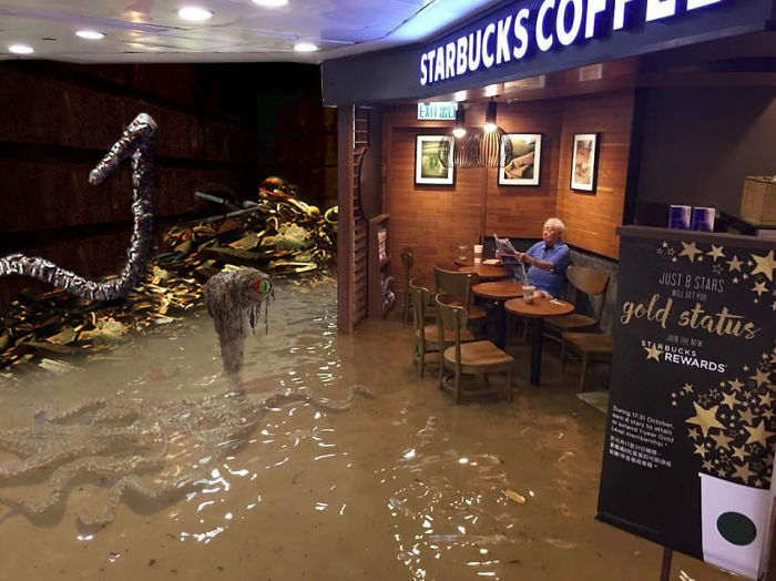 Starbucks Trash Compactor!!