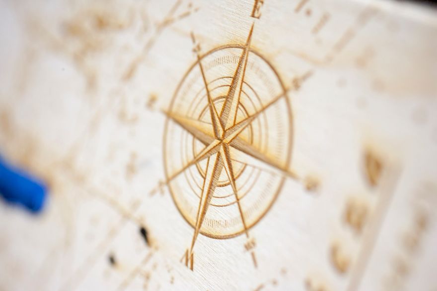 3D Laser Engraved Lake Maps From Wood And Aluminium